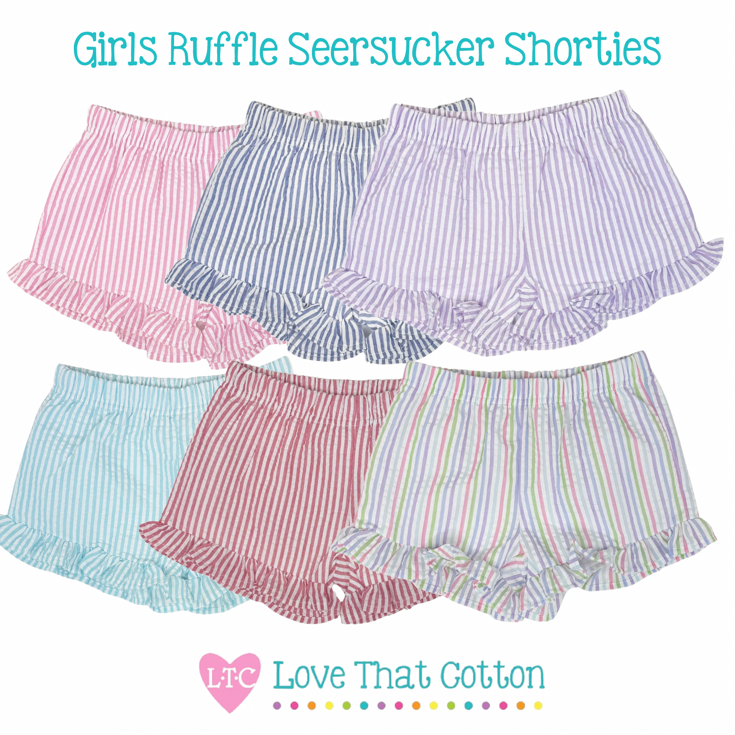 Girls Single Ruffle Seersucker Shorties