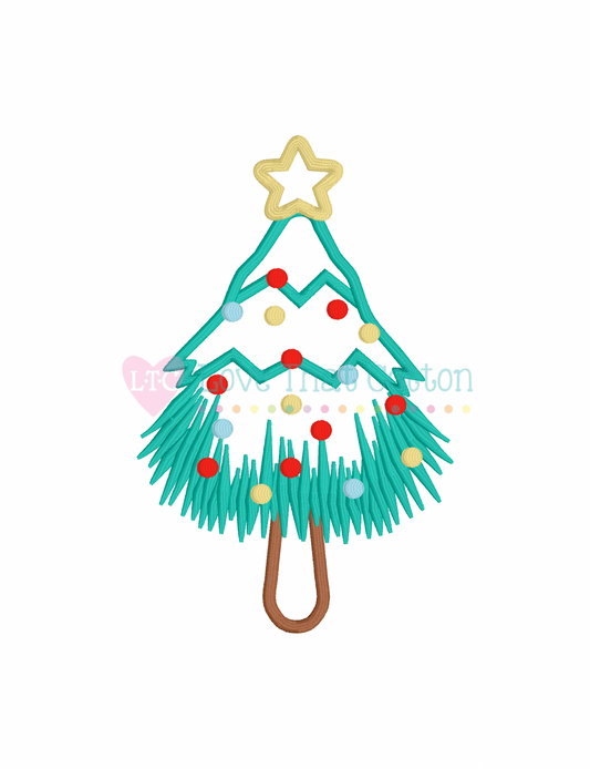 Whimsical Christmas Tree Satin Applique (V1)
