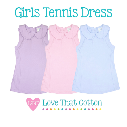 Girls Peter Pan Collar Tennis Dress (sizes 6m-6 run small, size up, check size chart)