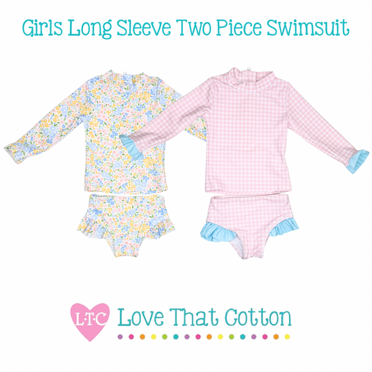 Girls Long Sleeve Two Piece Swimsuit
