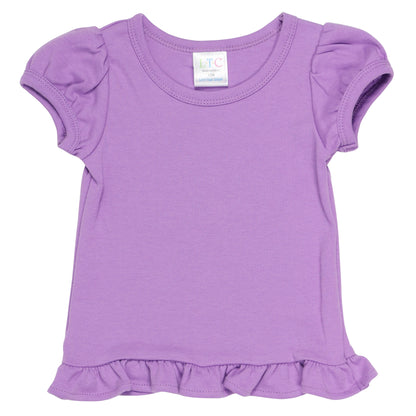 Girls Puff Sleeve Shirt with Ruffle Bottom