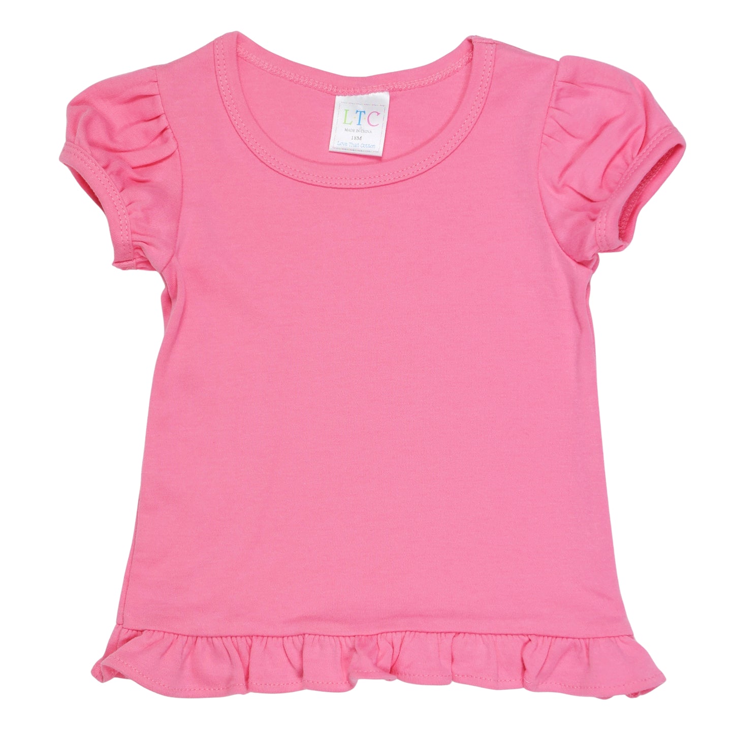 Girls Puff Sleeve Shirt with Ruffle Bottom