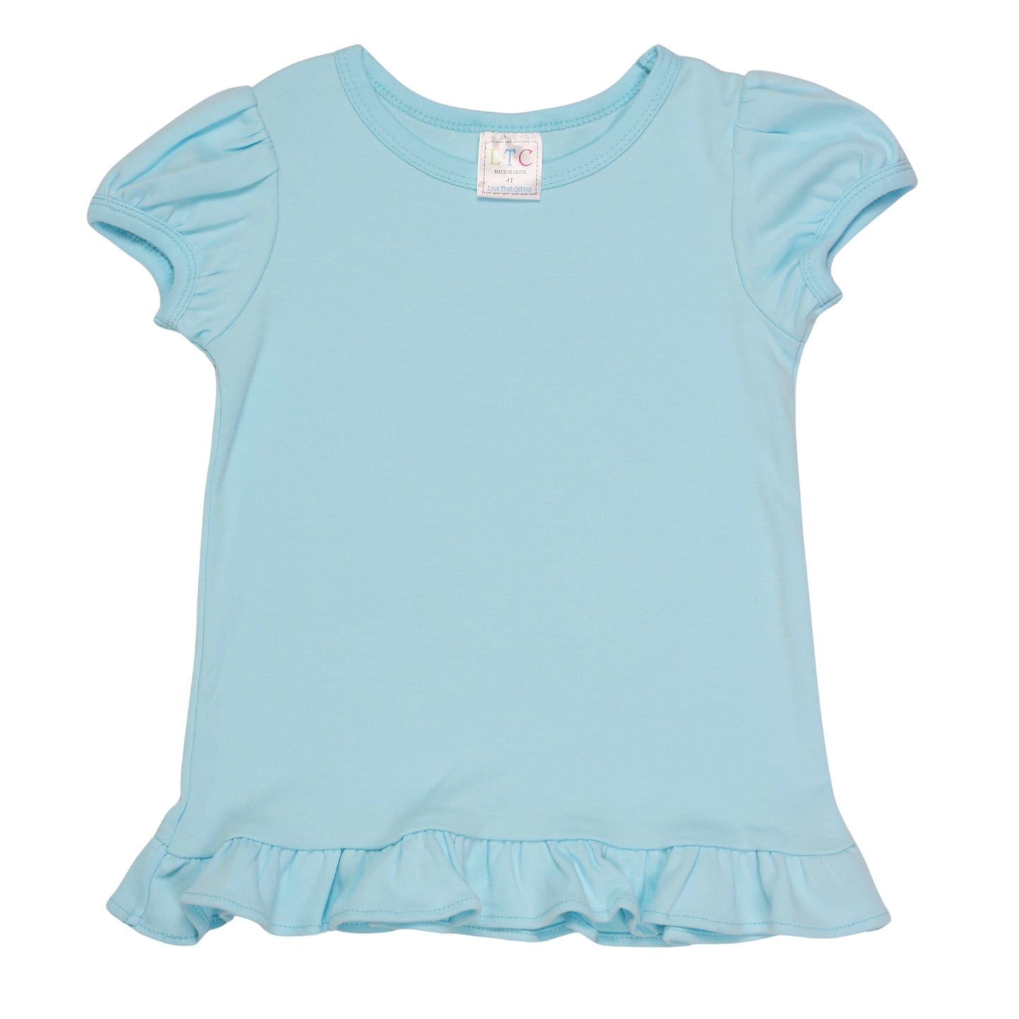 Girls Puff Sleeve Shirt with Ruffle Bottom