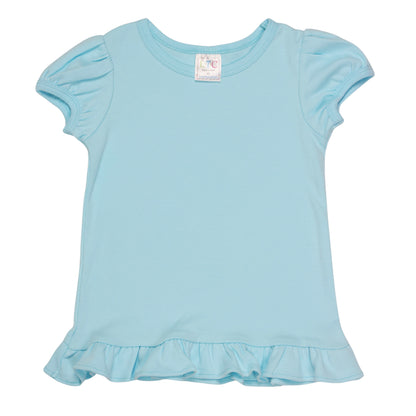 Girls Puff Sleeve Shirt with Ruffle Bottom