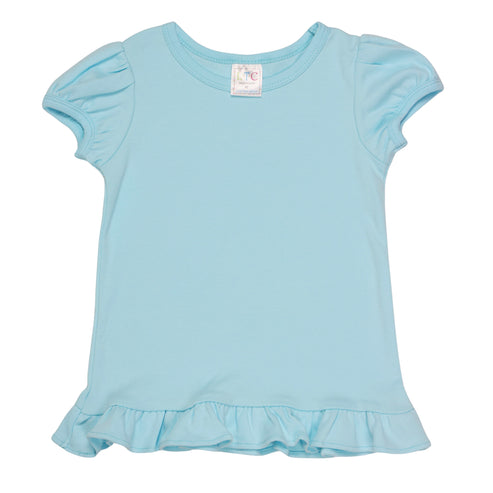 Girls Puff Sleeve Shirt with Ruffle Bottom – Love That Cotton