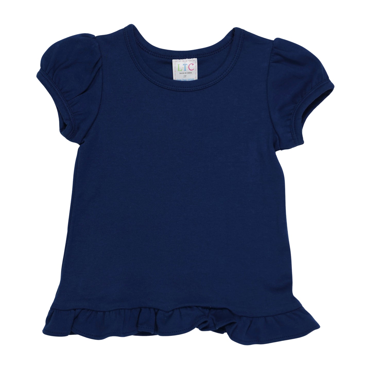 Girls Puff Sleeve Shirt with Ruffle Bottom