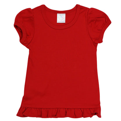 Girls Puff Sleeve Shirt with Ruffle Bottom