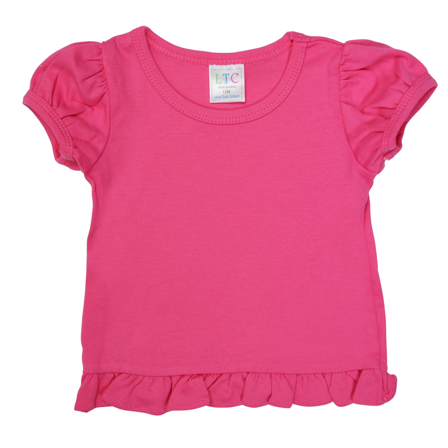 Girls Puff Sleeve Shirt with Ruffle Bottom