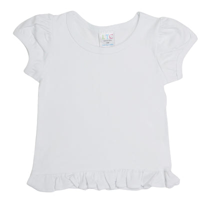 Girls Puff Sleeve Shirt with Ruffle Bottom