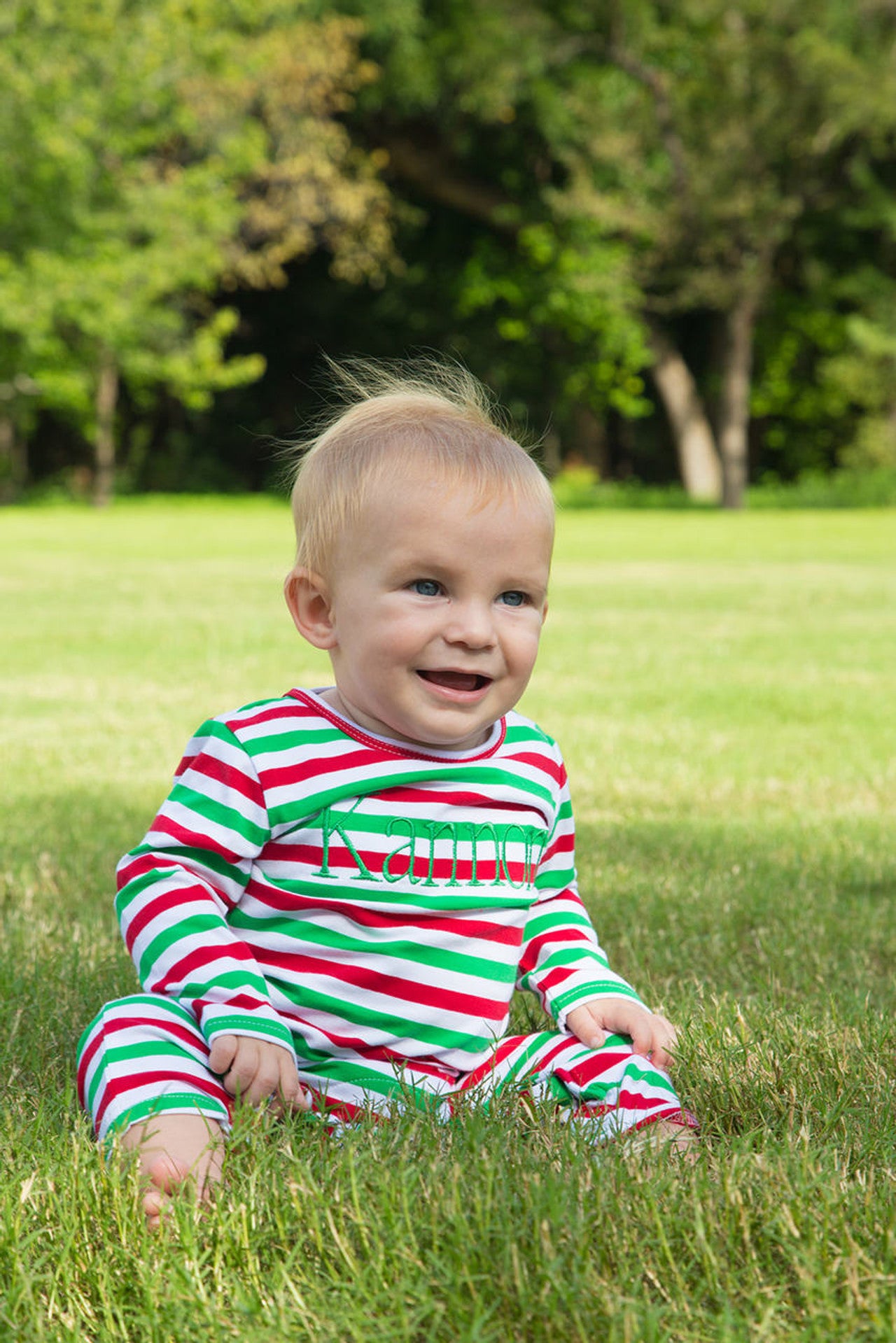 Boys Long Romper (Stripes)