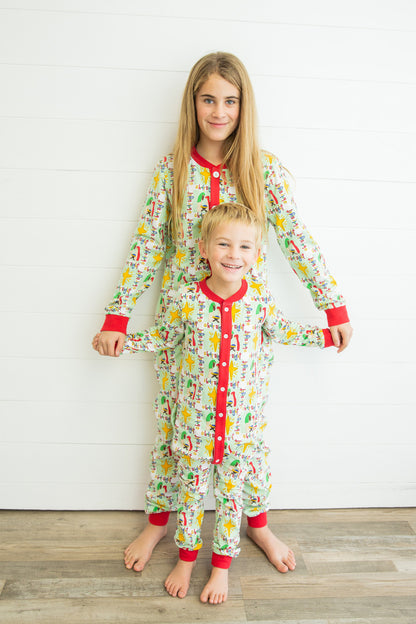 Unisex Faux Butt Flap Christmas Jammies-Patterns (Miller Collection)