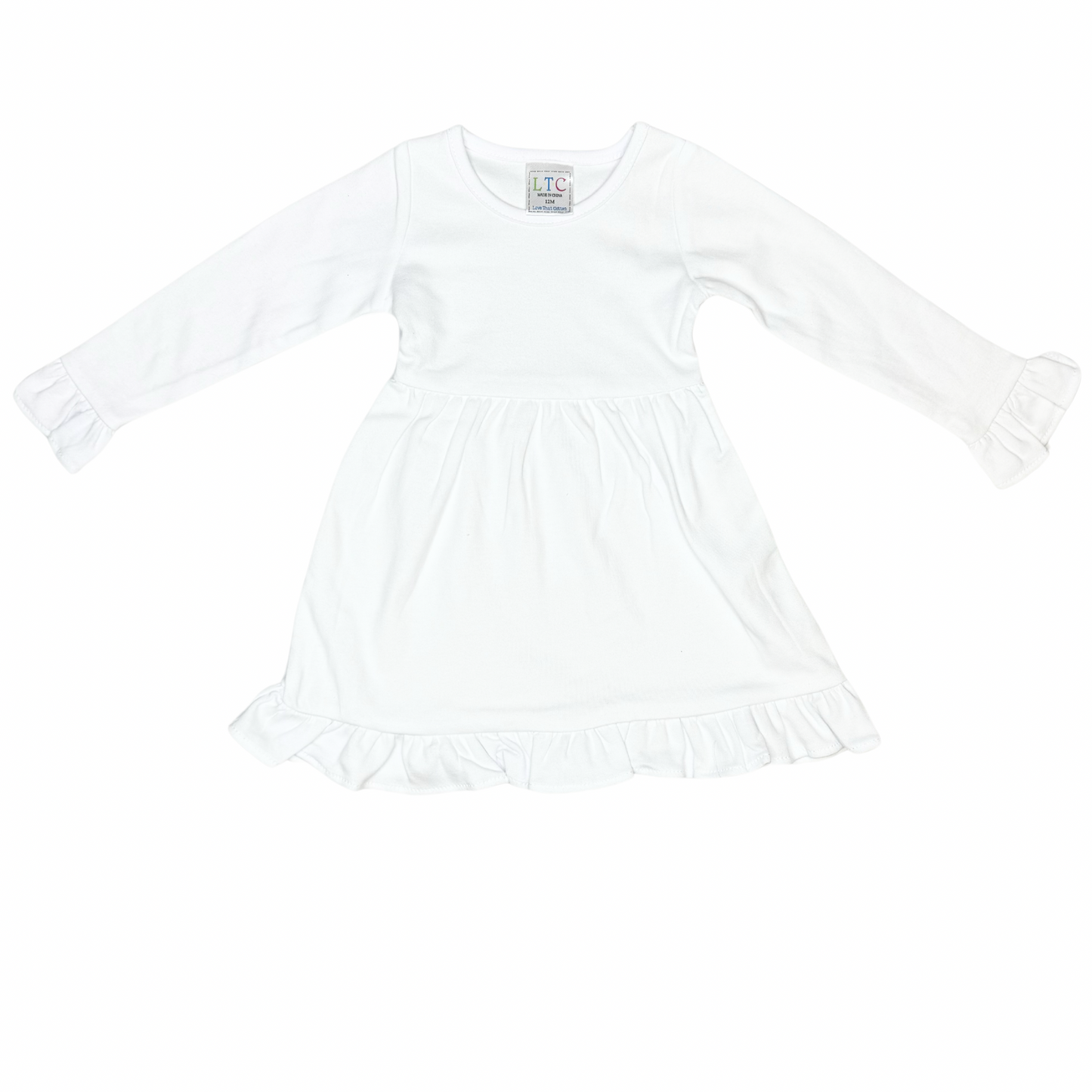 Girls Longsleeve Empire Ruffle Dress