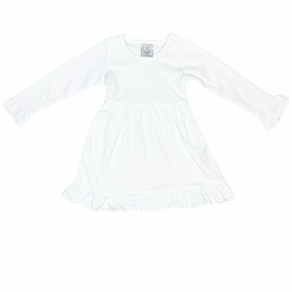 Girls Longsleeve Empire Ruffle Dress