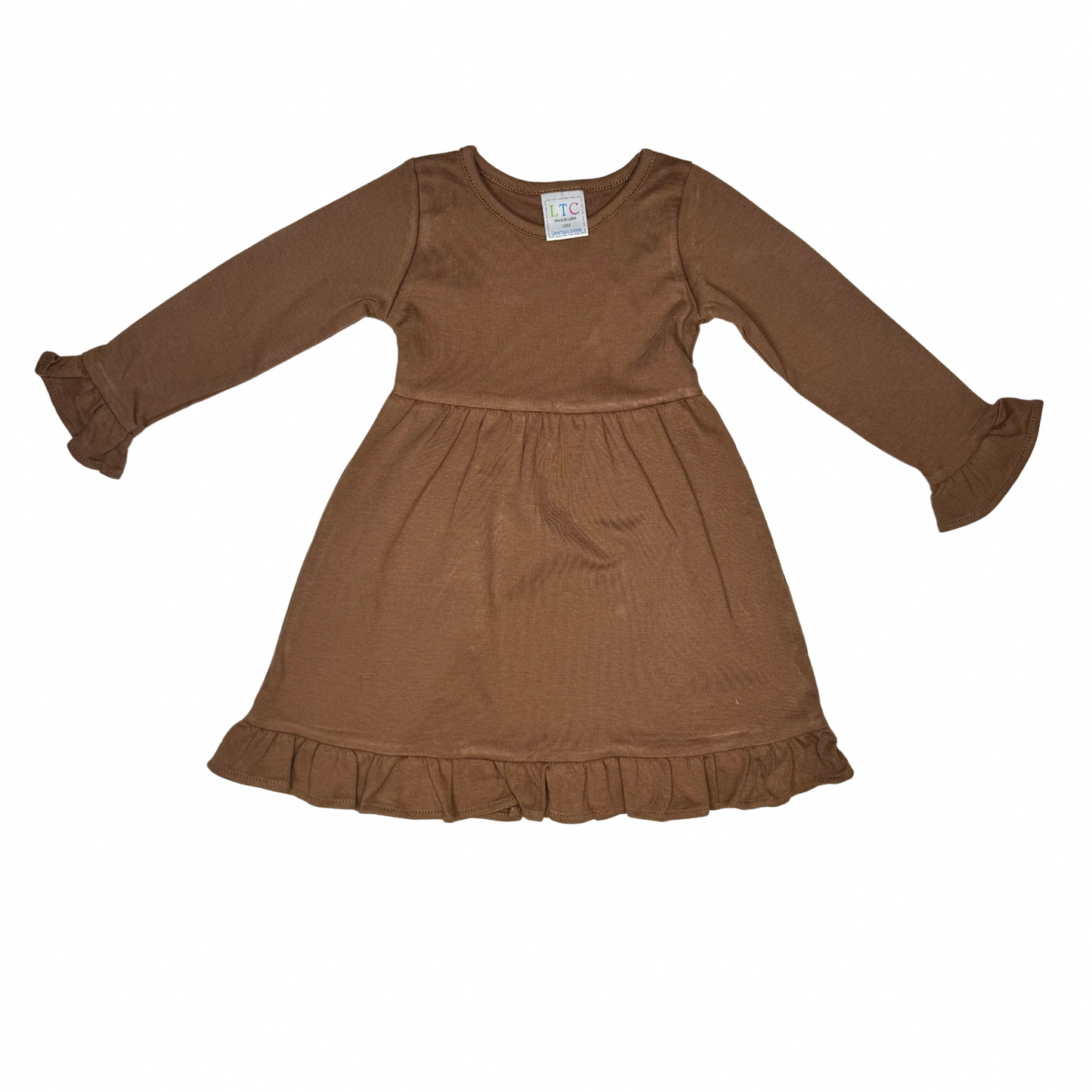 Girls Longsleeve Empire Ruffle Dress