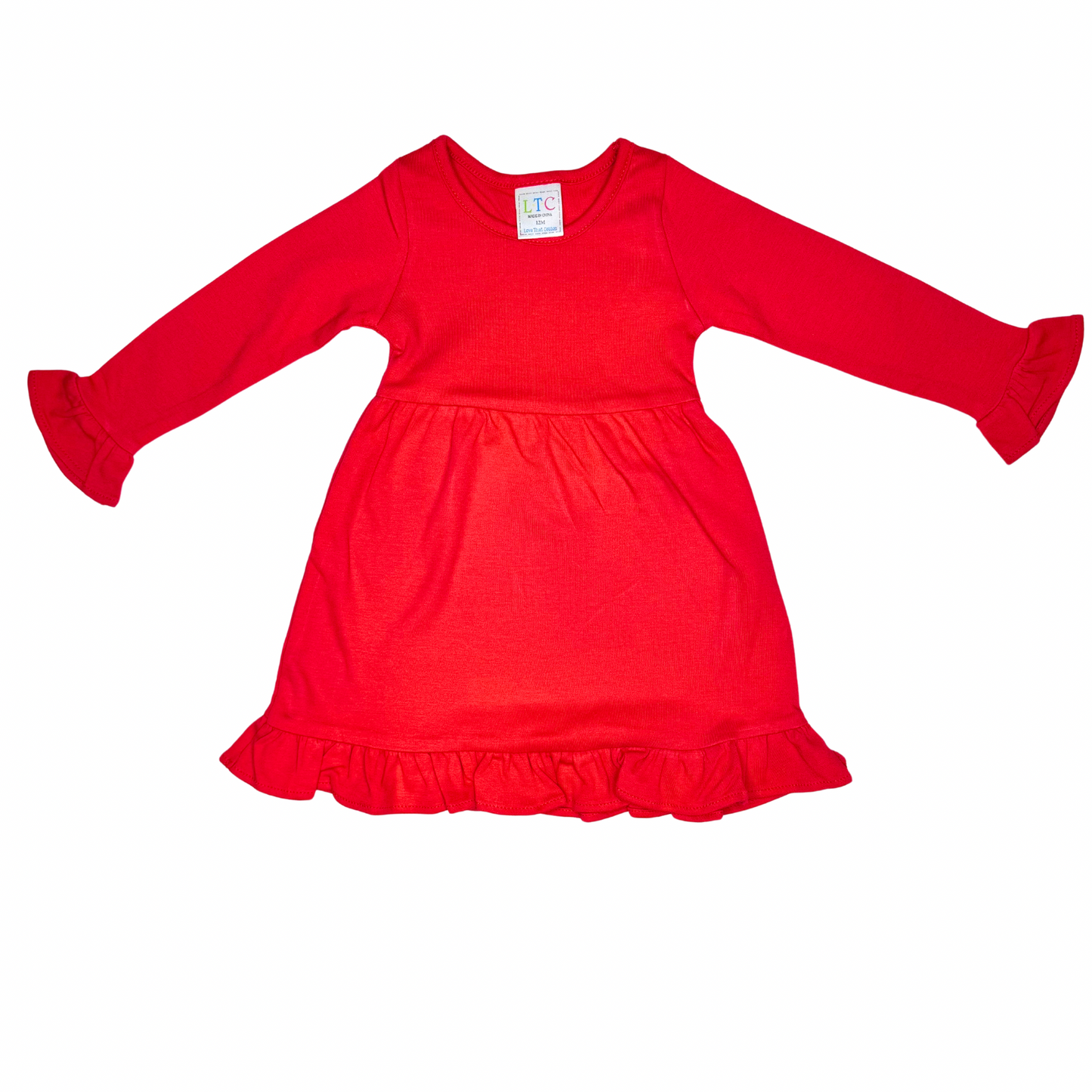 Girls Longsleeve Empire Ruffle Dress