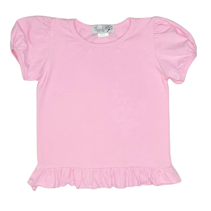 Girl Short Sleeve Ruffle Shirt (95% Cotton)