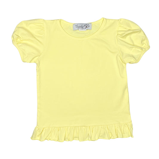 Threaded Cotton Girl Short Sleeve Ruffle Shirt (95% Cotton)