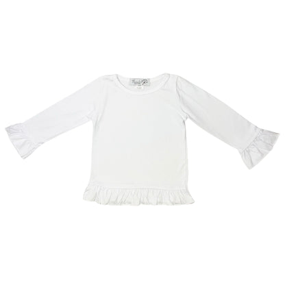 Threaded Cotton Girl Long Sleeve Ruffle Shirt 100% Cotton