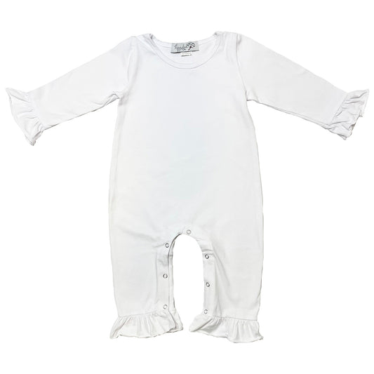 Threaded Cotton Girl Long Sleeve Ruffle Romper 100% Cotton