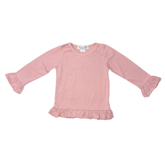 LTCWS Threaded Cotton Girl Long Sleeve Ruffle Shirt 100% Cotton
